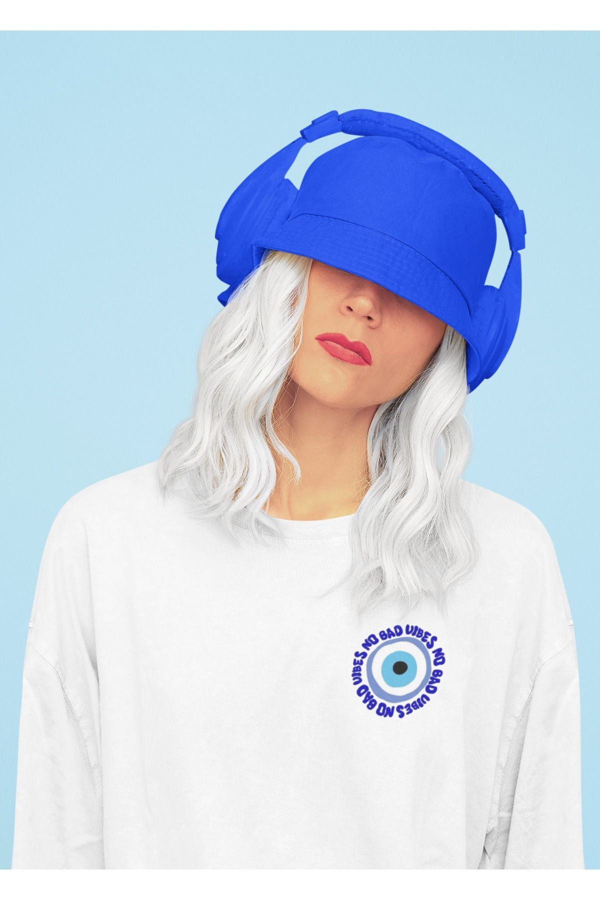 No Bad VIBES Oversize Geniş Kalıp Pamuklu T-shirt