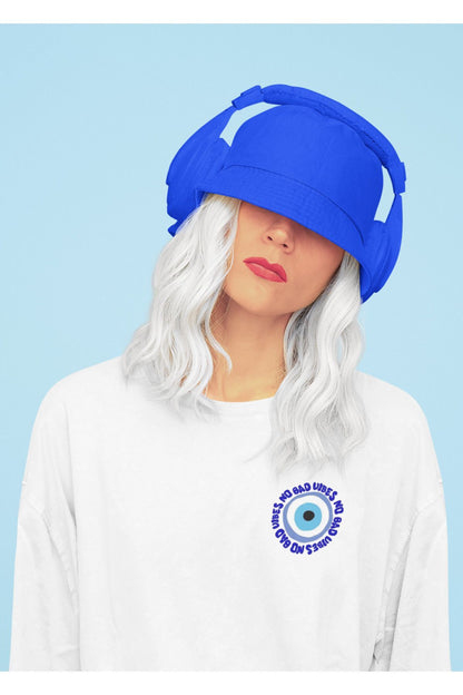 No Bad VIBES Oversize Geniş Kalıp Pamuklu T-shirt