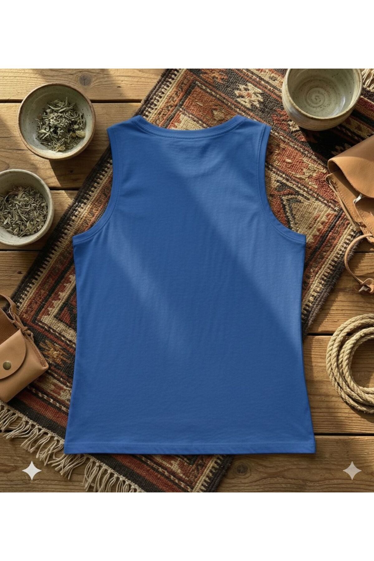 Etnik Desen Baskılı Kadın Omuzu Açık Kolsuz Askılı Tshirt