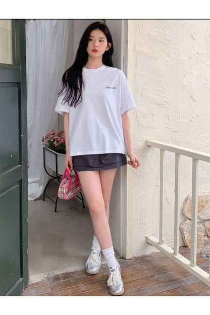 GOOD LUCK Baskılı Pamuklu Kısa Kol (Oversize) Tshirt