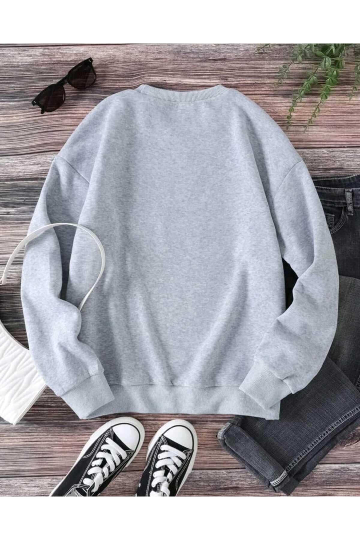 Bisiklet Yaka Sweatshirt Oversize
