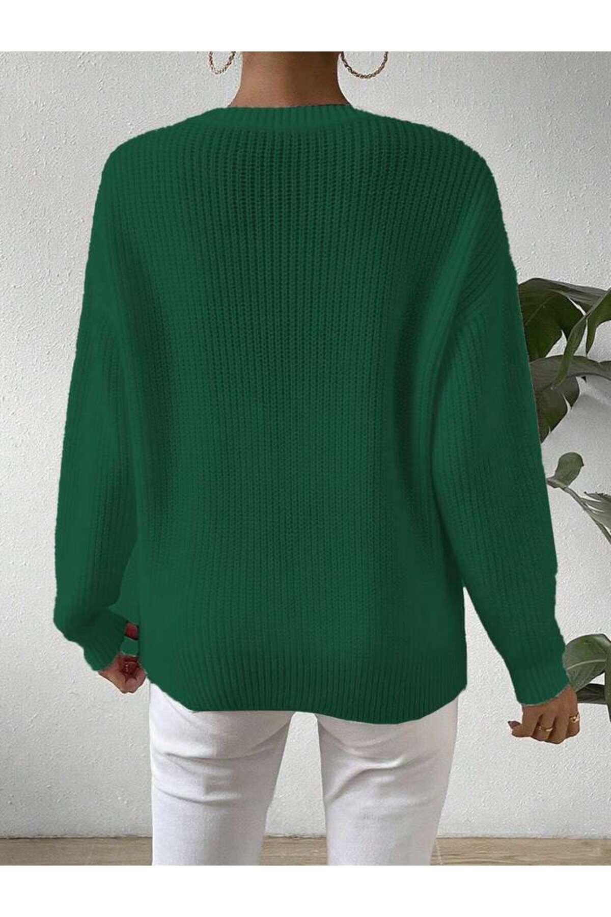 TRİKO Örme Oversize Bisiklet Yaka Kazak BTK