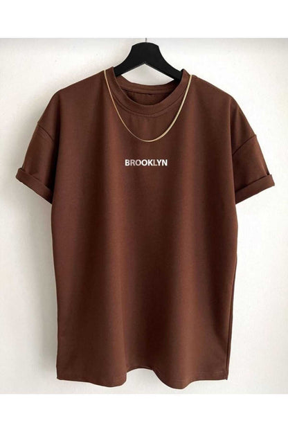 Brooklyn Minimal Baskılı Pamuk Unisex Kısa Kol Tshirt