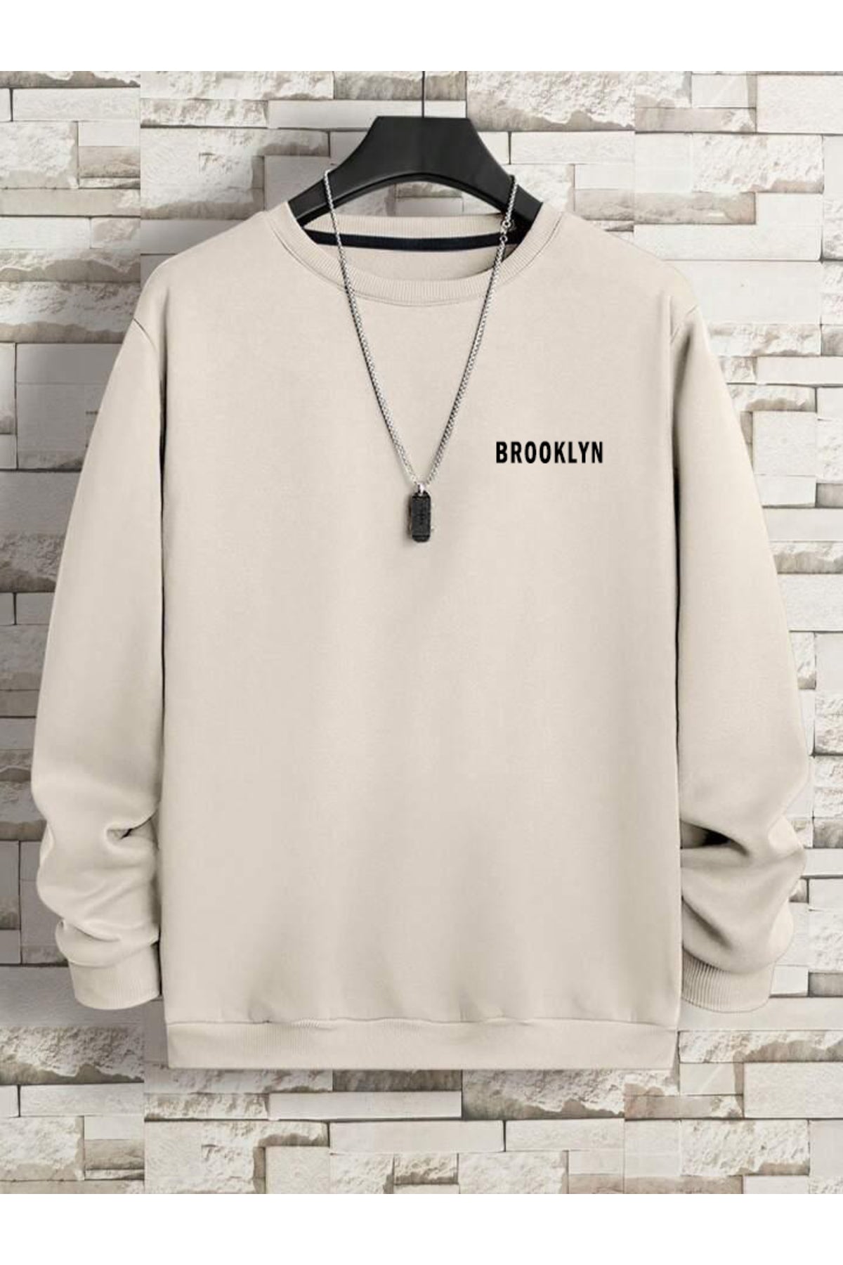 Brooklyn Minimal Yazı Baskılı Oversize Unisex (Sweatshirt)