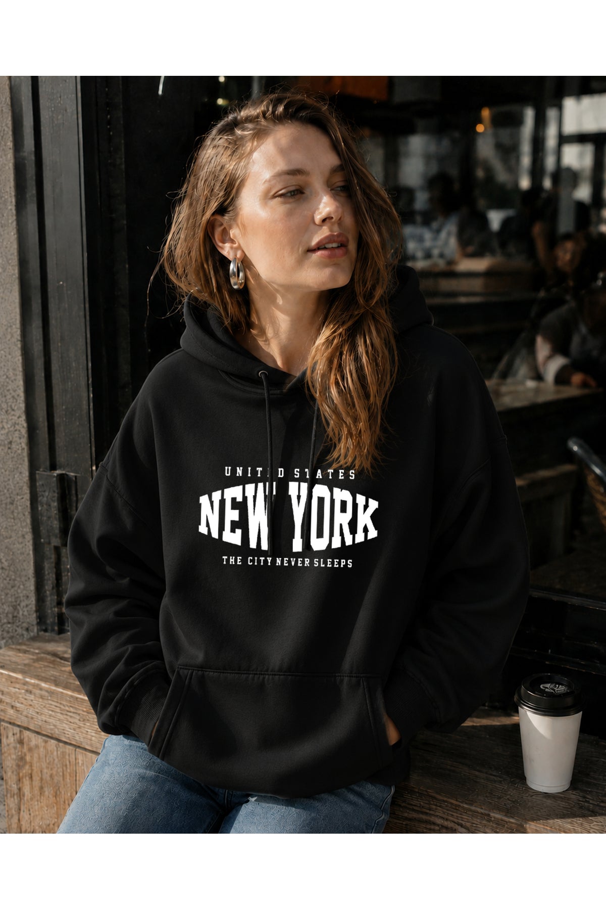 NEW YORK The City Never Sleeps (Kapşonlu 3 İplik Sweatshirt) Unisex