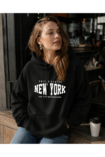 NEW YORK The City Never Sleeps (Kapşonlu 3 İplik Sweatshirt) Unisex