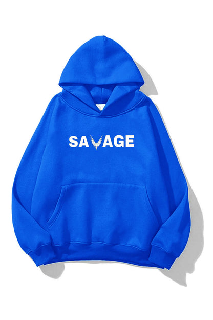 SAVAGE Baskılı Oversize Kapşonlu Sweatshirt
