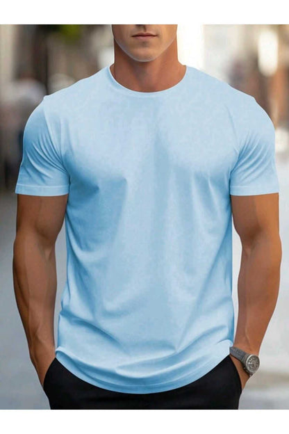 Erkek yazlık pamuklu Basic T-shirt Düz Model