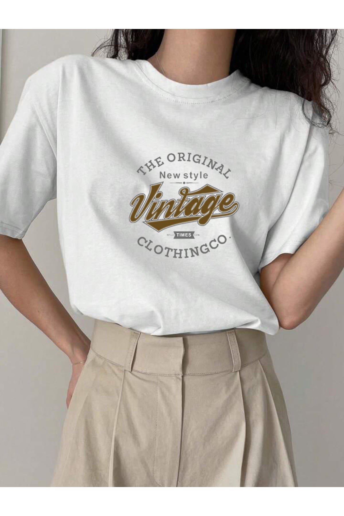 Vintage Baskılı Pamuklu Kısa Kol (Oversize) Tshirt