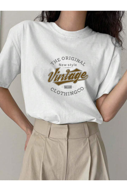 Vintage Baskılı Pamuklu Kısa Kol (Oversize) Tshirt