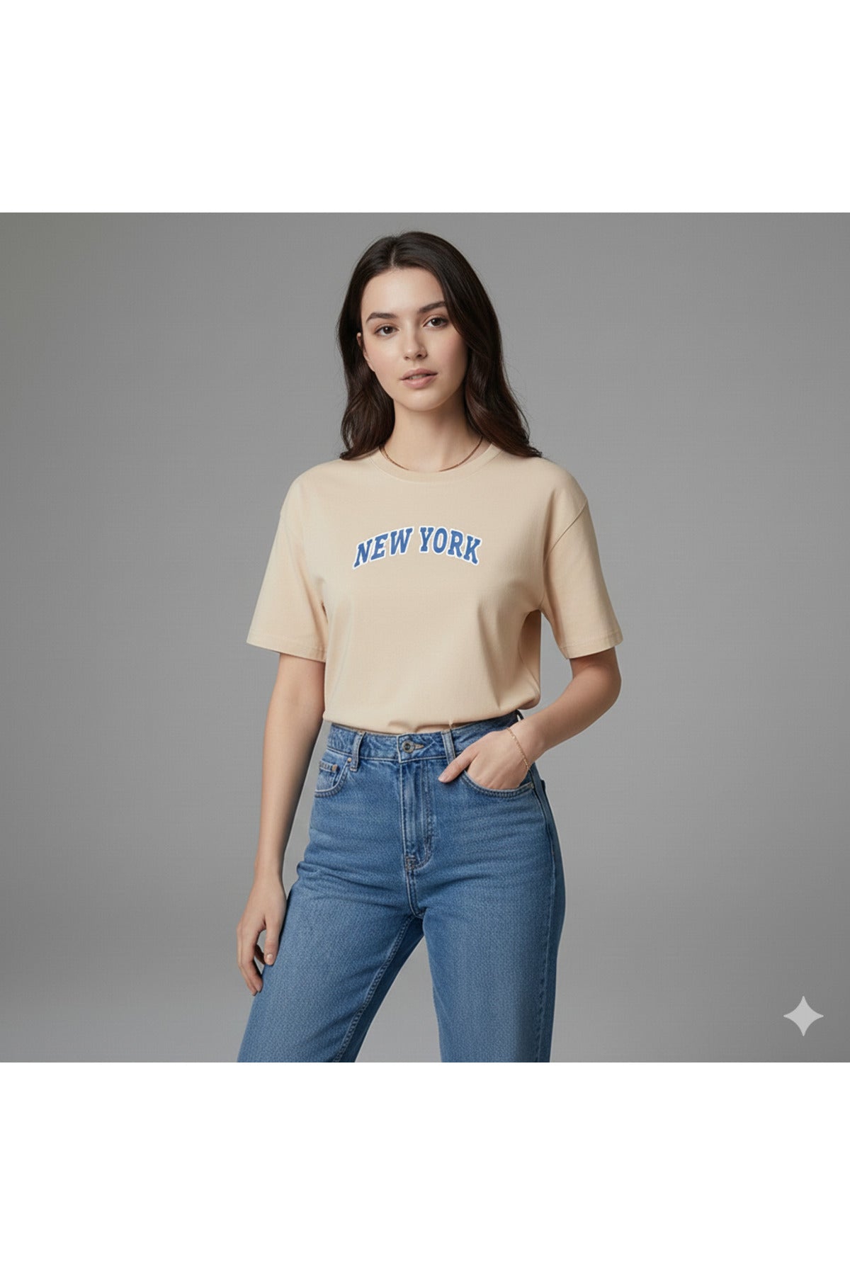 New York Kadın Pamuklu Regular Kalıp Tshirt