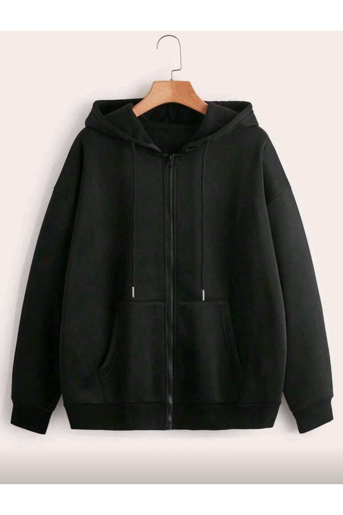 Fermuarlı Kalın Kışlık Şardonlu Unisex Sweatshirt