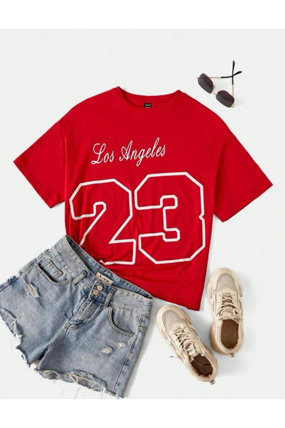 Los Angeles 23 Baskılı Unisex ( Geniş Kalıp ) Oversize T-SHİRT