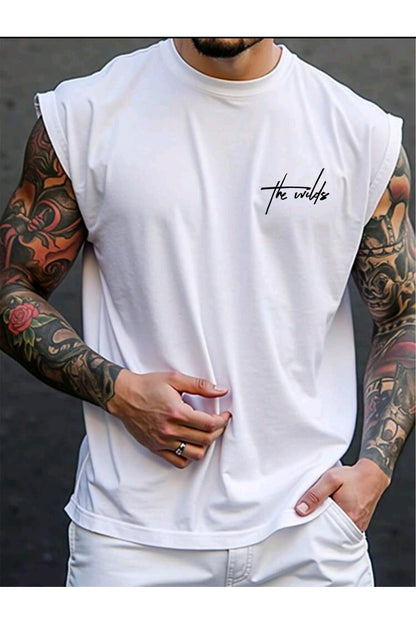 THE WILD Baskılı Kolsuz tshirt Erkek Sıfır Kol Giyim Spor Giyim Oversize T-SHİRT