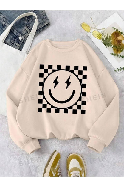 DAMALI SMİLE Baskılı Bisiklet Yaka OVERSIZE Sweatshirt