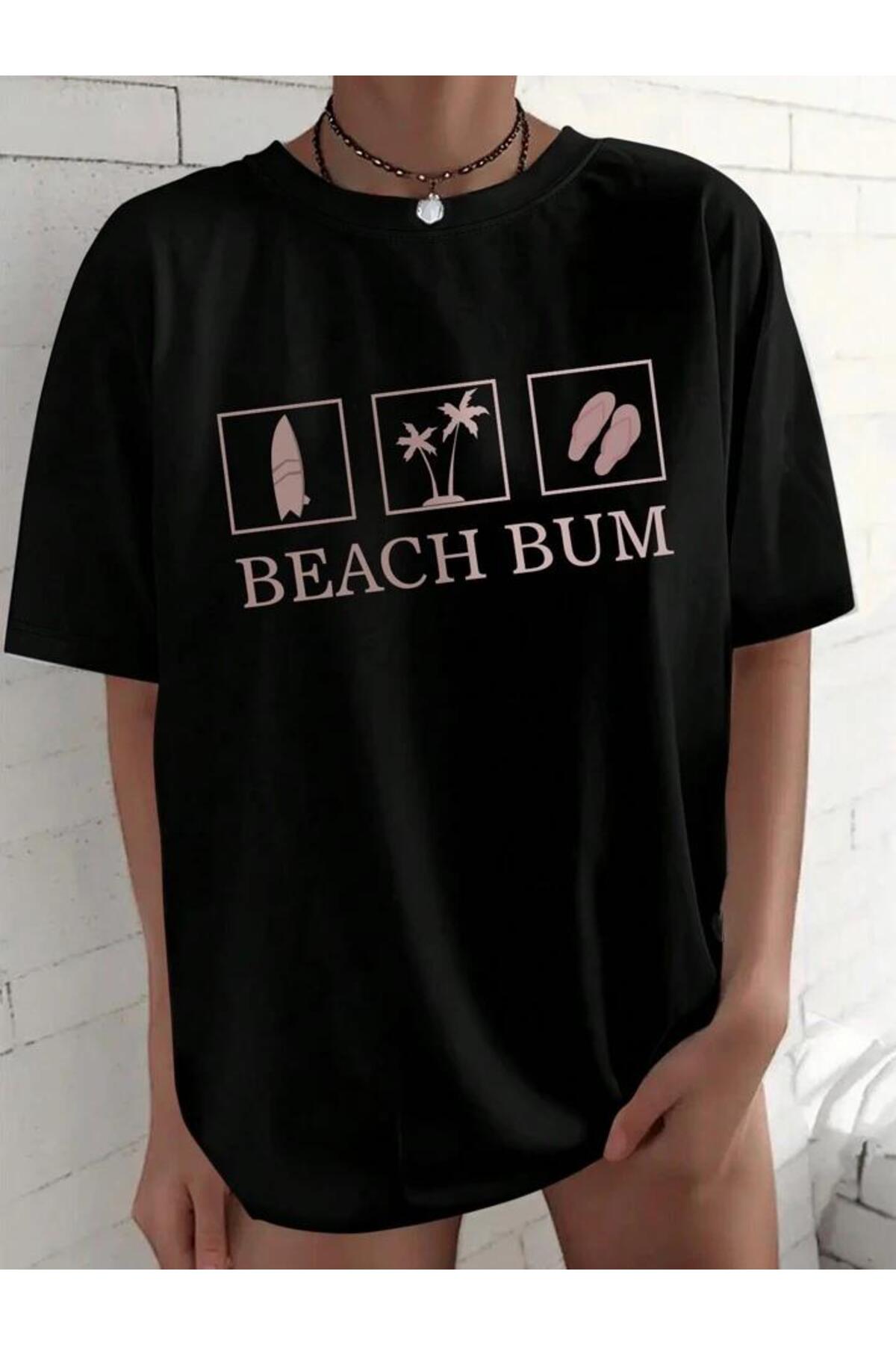 BEACH BUM Pamuklu Kısa Kol (Oversize) Tshirt