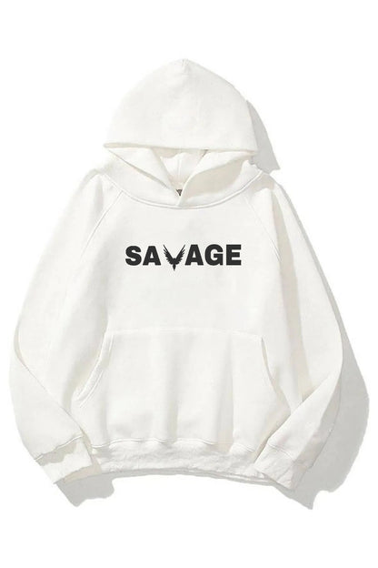 SAVAGE Baskılı Oversize Kapşonlu Sweatshirt