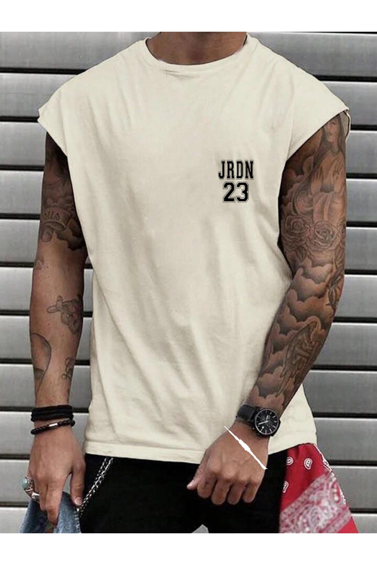 JRDN23 Basketbol Giyim Spor Giyim Sıfır Kol Oversize T-SHİRT
