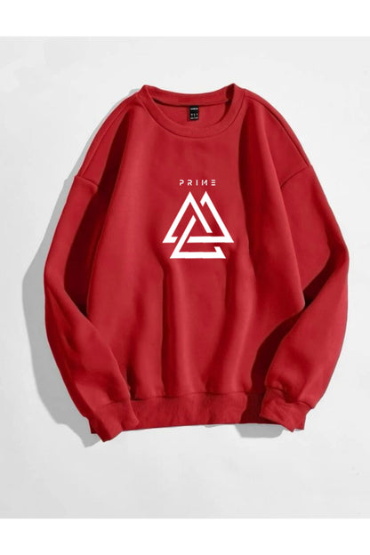 Baskılı Bisiklet Yaka Sweatshirt
