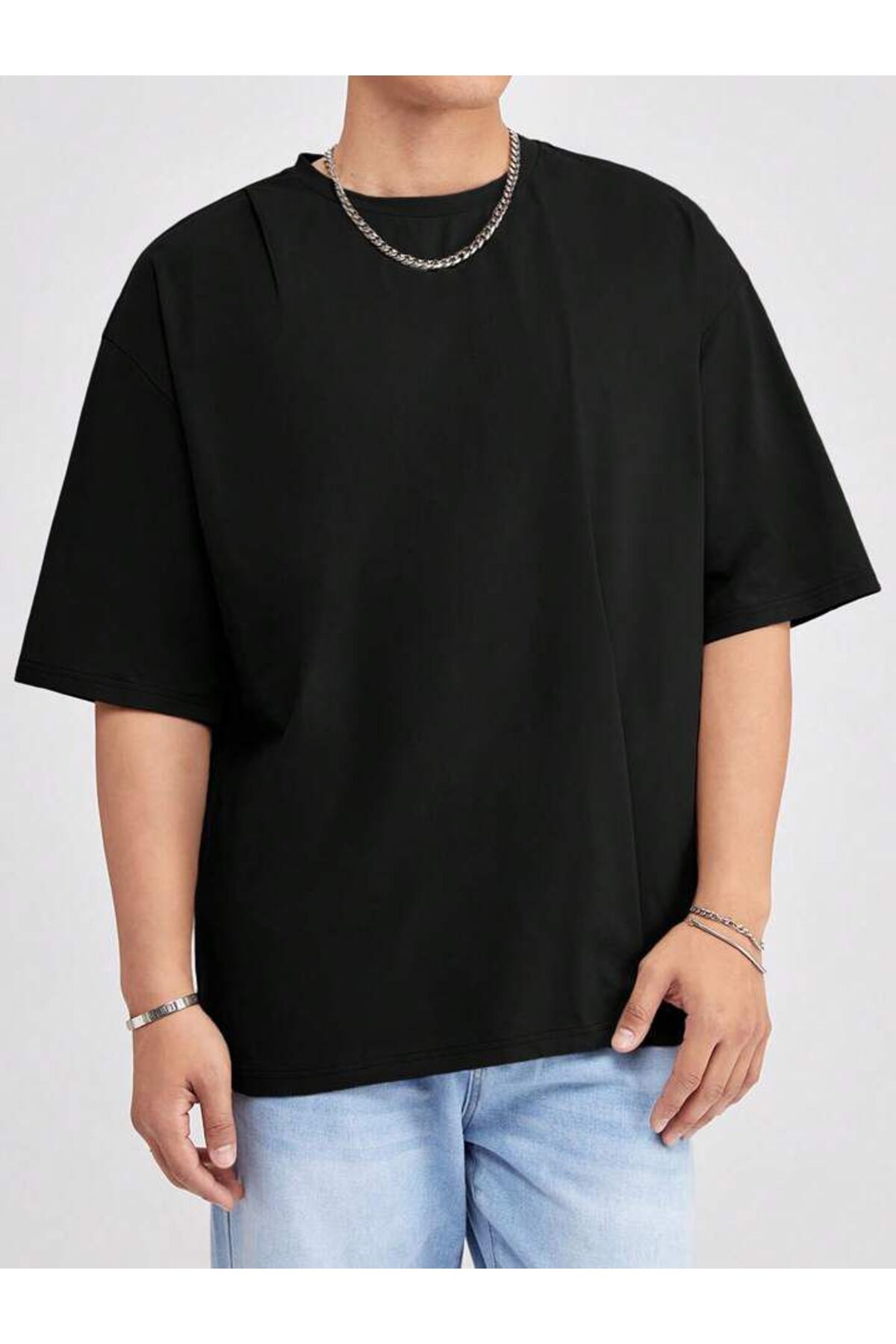 Erkek Giyim Rahat Kesim  Pamuklu Kısa Kol (Oversize) Tshirt