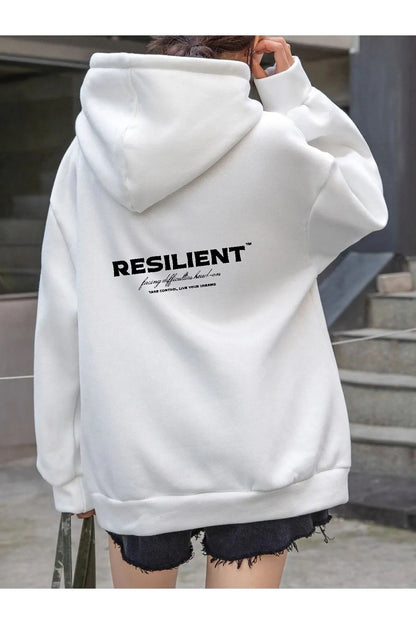 RESILIENT Baskılı Unisex Kapşonlu Sweatshirt