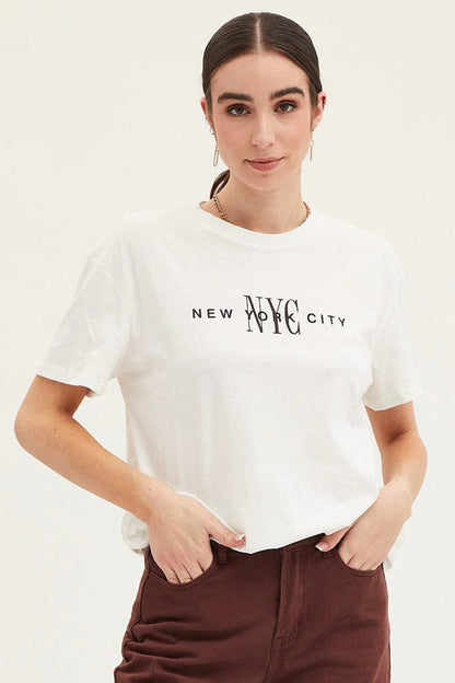NEW YORK CITY Nyc Baskılı Unisex Kısa Kol Oversize Tshirt