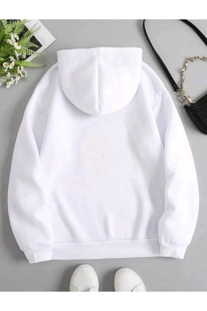 Hearts Baskılı Kapüşonlu Sweatshirt
