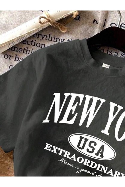NEW YORK EXTRA BASKILI Pamuklu Kısa Kol (Oversize) Tshirt