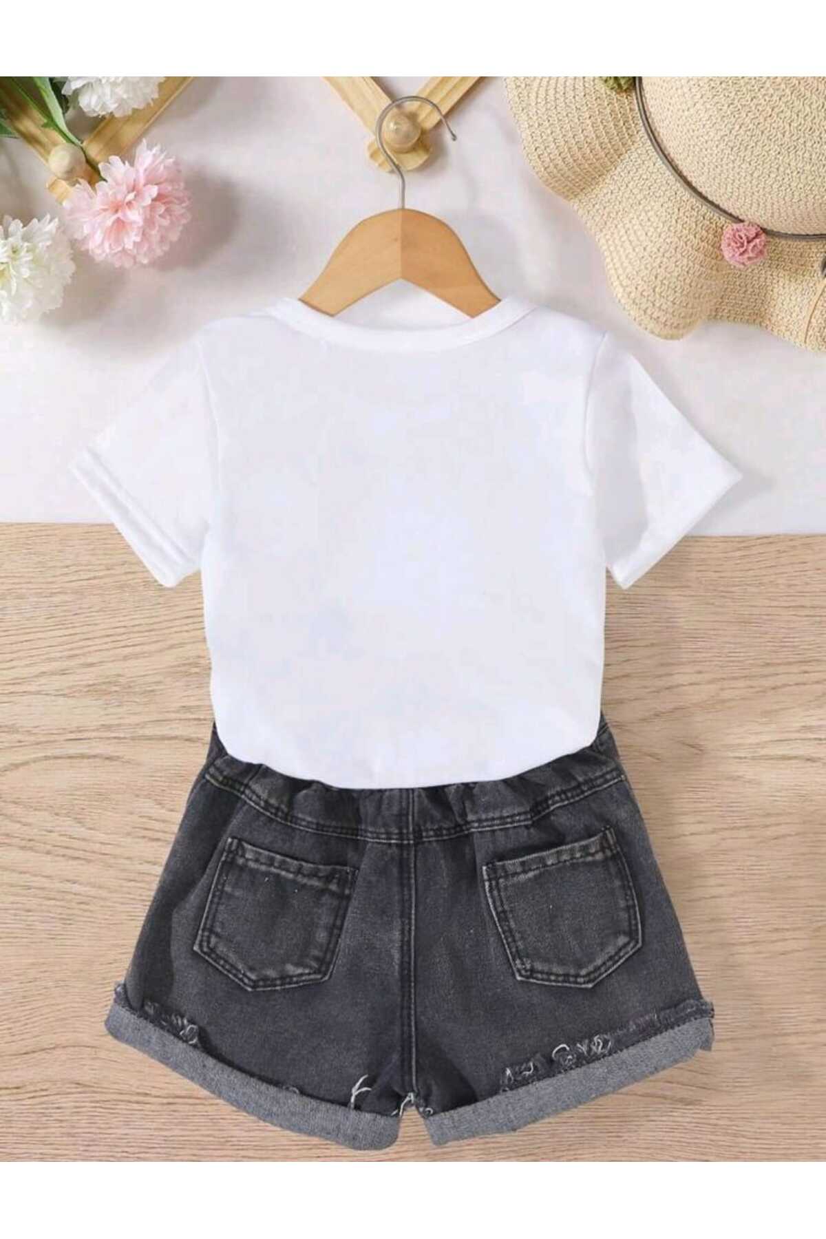 Çocuk Karışık Baskılı Bisiklet Yaka Pamuklu T-shirt
