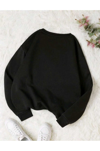 MOMENT Baskılı Bisiklet Yaka Sweatshirt Serisi