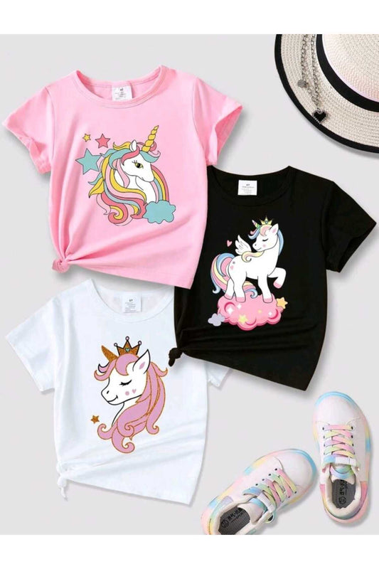 Çocuk Yazlık Baskılı 3 Adet PAKET Tshirt