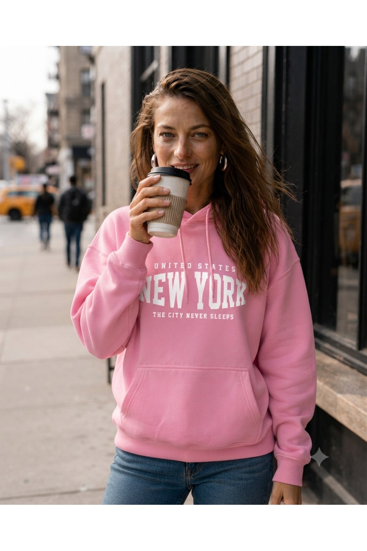 NEW YORK The City Never Sleeps (Kapşonlu 3 İplik Sweatshirt) Unisex
