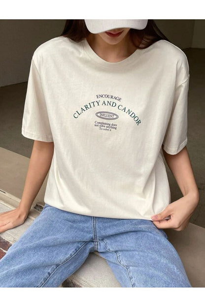 CLARITY Baskılı Oversize Pamuklu Tshirt