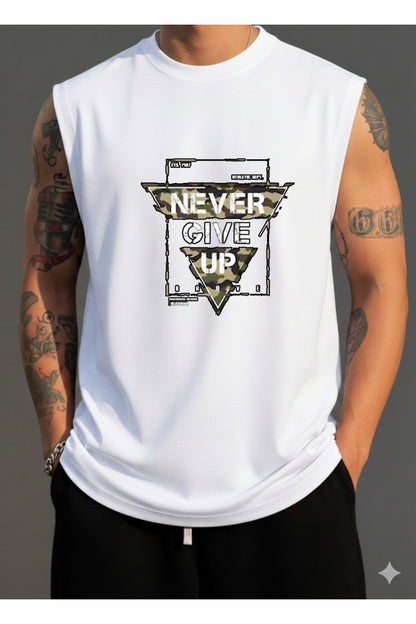 Erkek Sıfır Kol MİX Baskılı T-Shirt