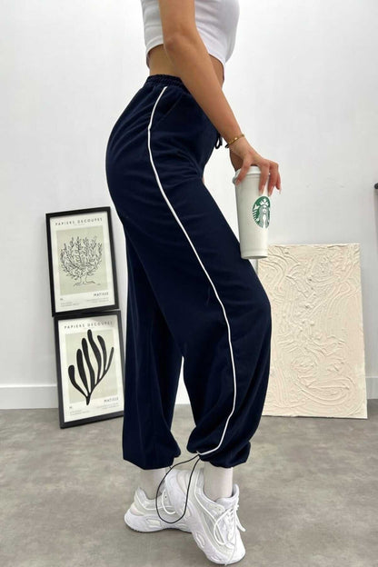 Lacivert Yan Biye Bol Eşofman Altı Unisex