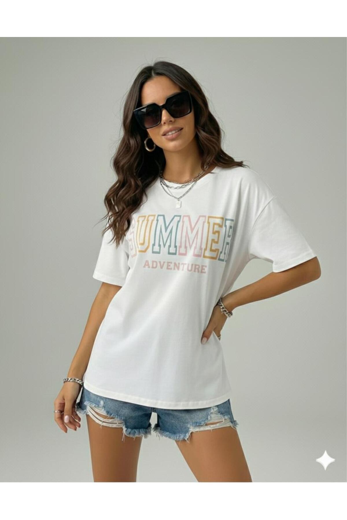 SUMMER Yazlık Pamuklu Kadın T-Shirt
