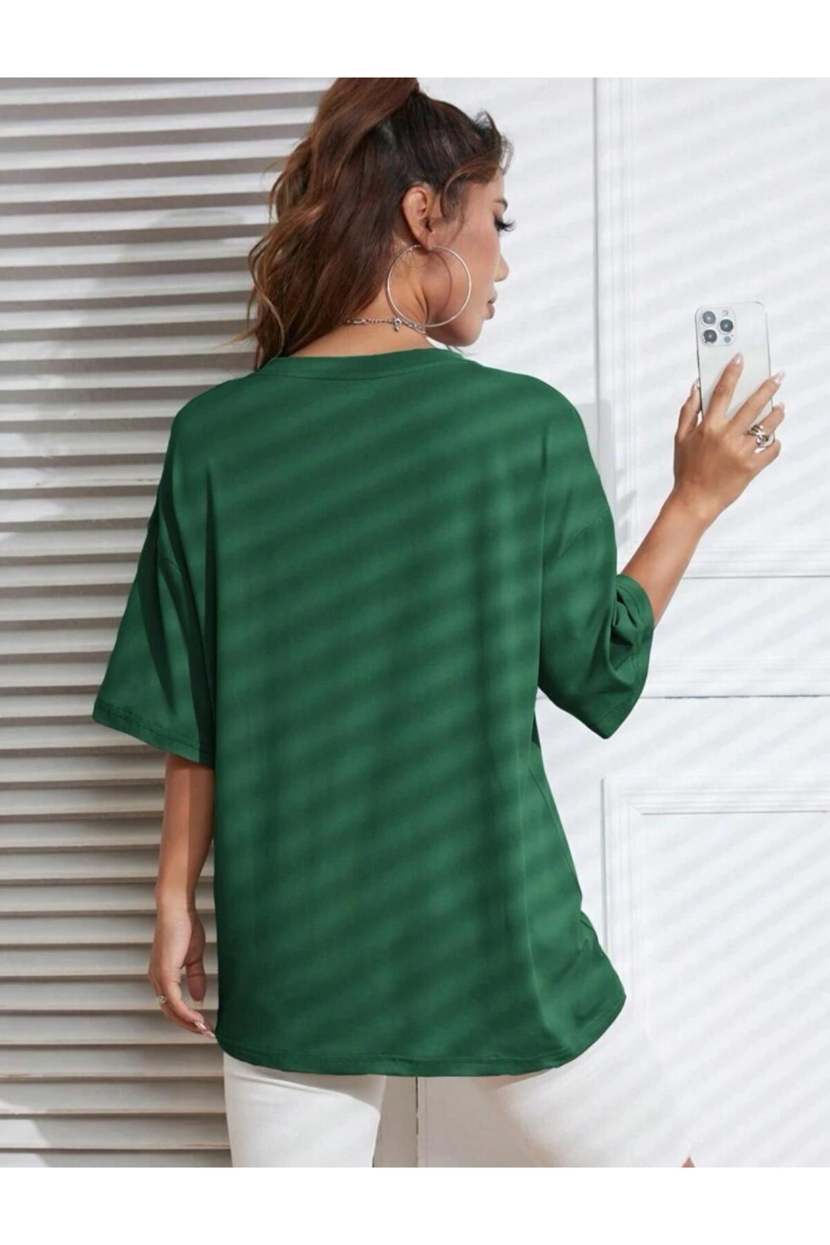 PAPATYA Baskılı Yazlık Pamuklu Kumaş Oversize Kalıp Tshirt