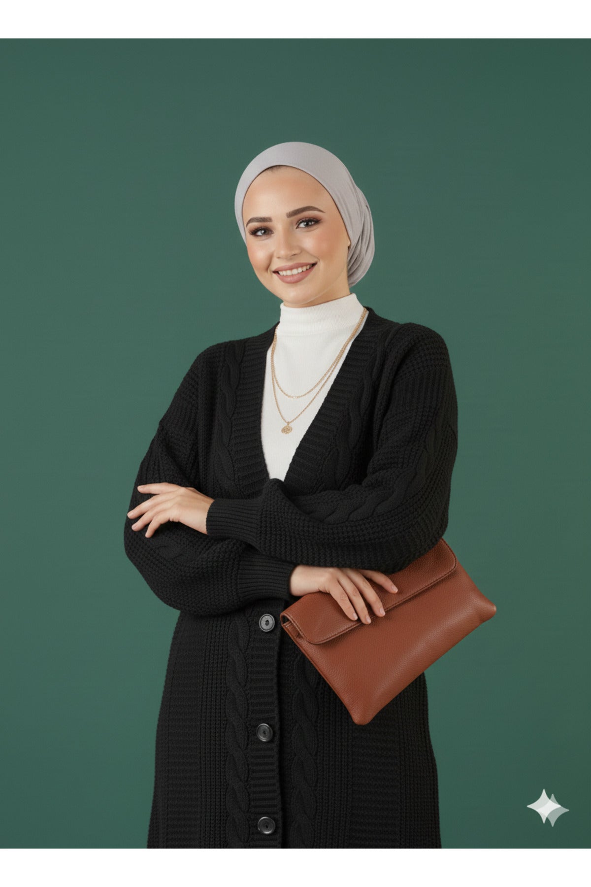 Tesettür Uzun Hırka Soft Düğmeli Pamuklu