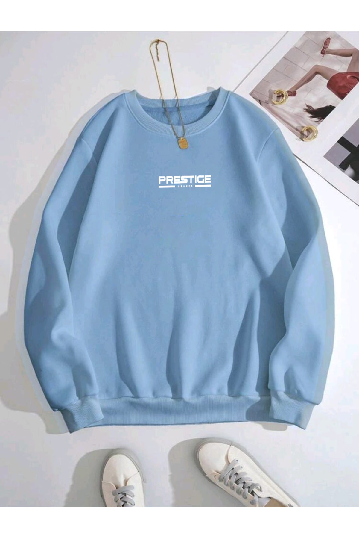 PRESTIGE Oversize Kalıp Bisiklet Yaka Sweatshirt