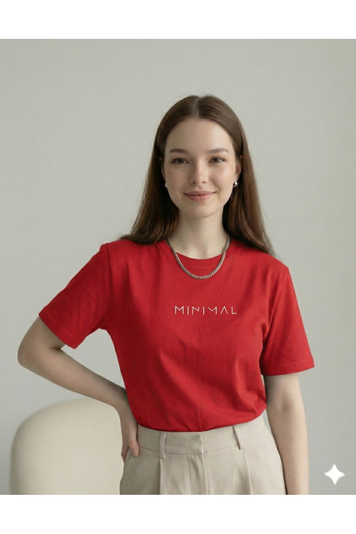Minimal Kadın Pamuk Polyester Tshirt