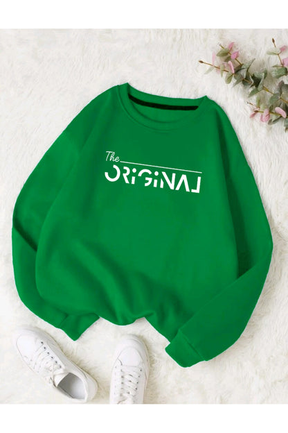 The Original Baskılı Bisiklet Yaka OVERSIZE Sweatshirt