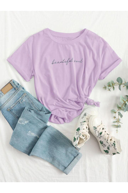 Beautiful Soul Baskılı Oversize Geniş Kalıp Pamuklu T-shirt Unisex