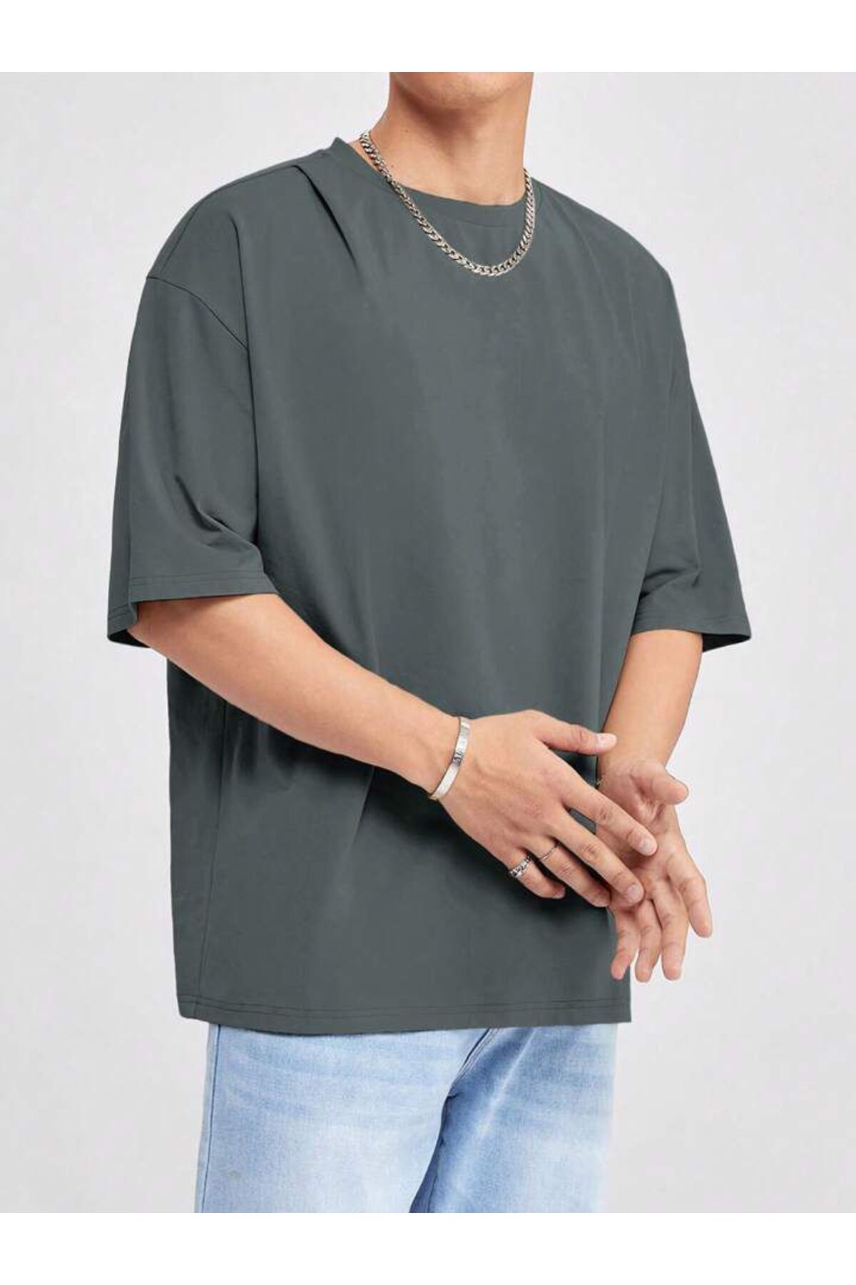 Erkek Giyim Rahat Kesim  Pamuklu Kısa Kol (Oversize) Tshirt