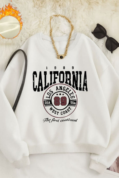 CALIFORNIA BASKILI BİSİKLET YAKA SWEATSHİRT