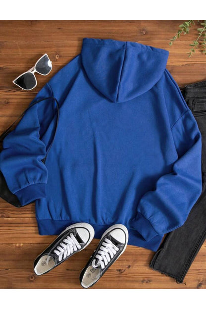 Kapüşonlu Sweatshirt Düz Baskısız ( Soft ) Geniş Kalıp