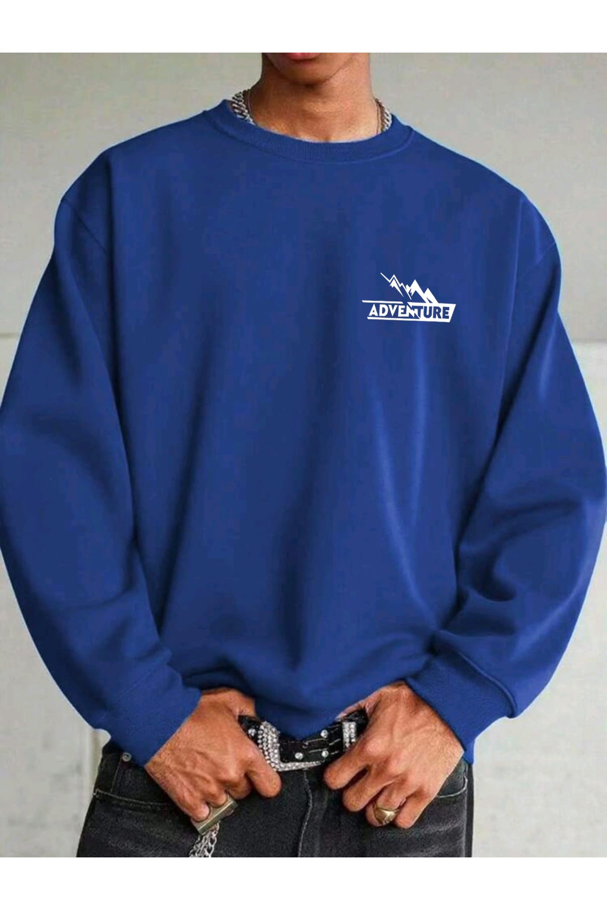 ADVENTURE Erkek Pamuklu Bisiklet Yaka Sweatshirt