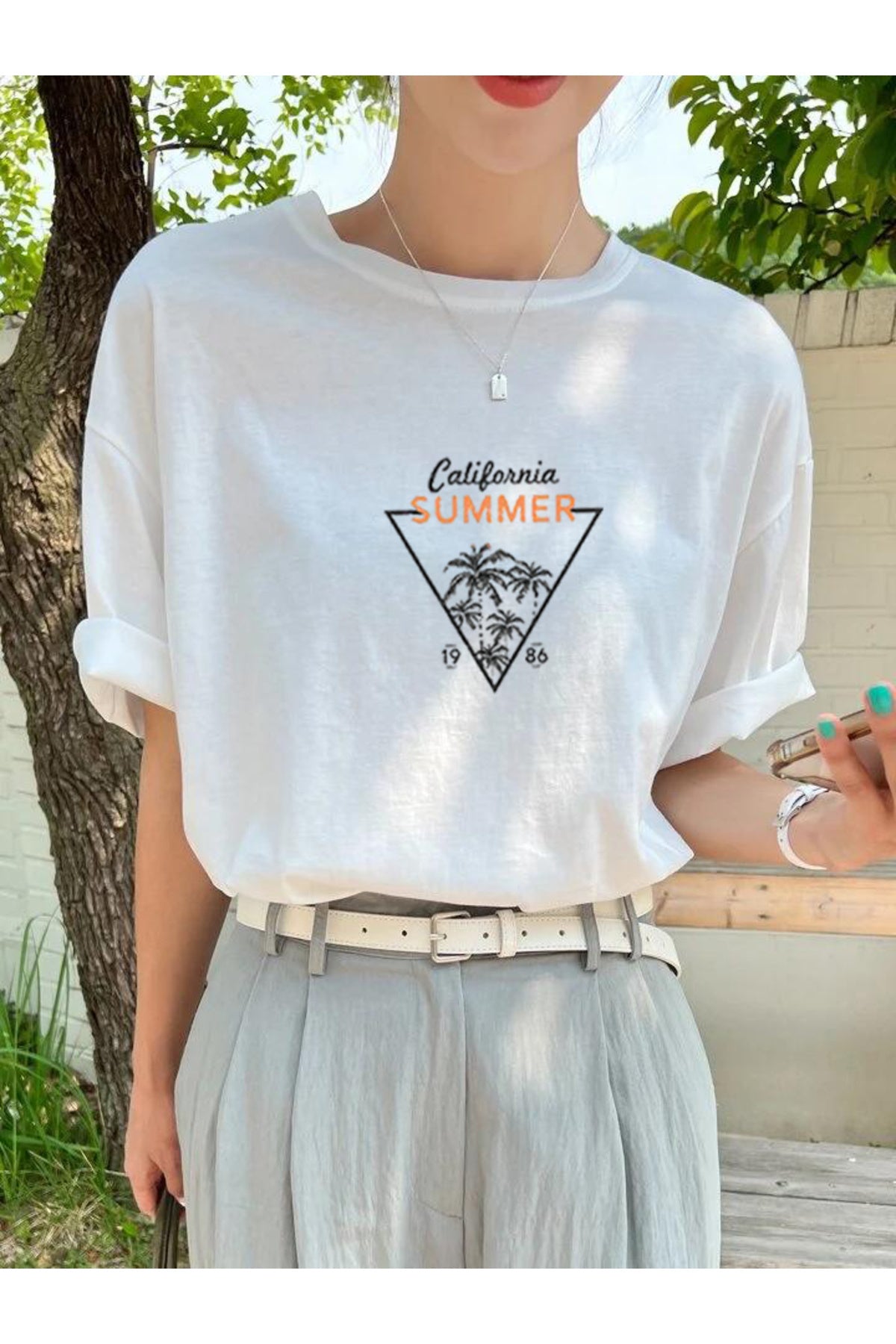 CALIFORNIA SUMMER Baskılı Pamuklu Kısa Kol (Oversize) Tshirt