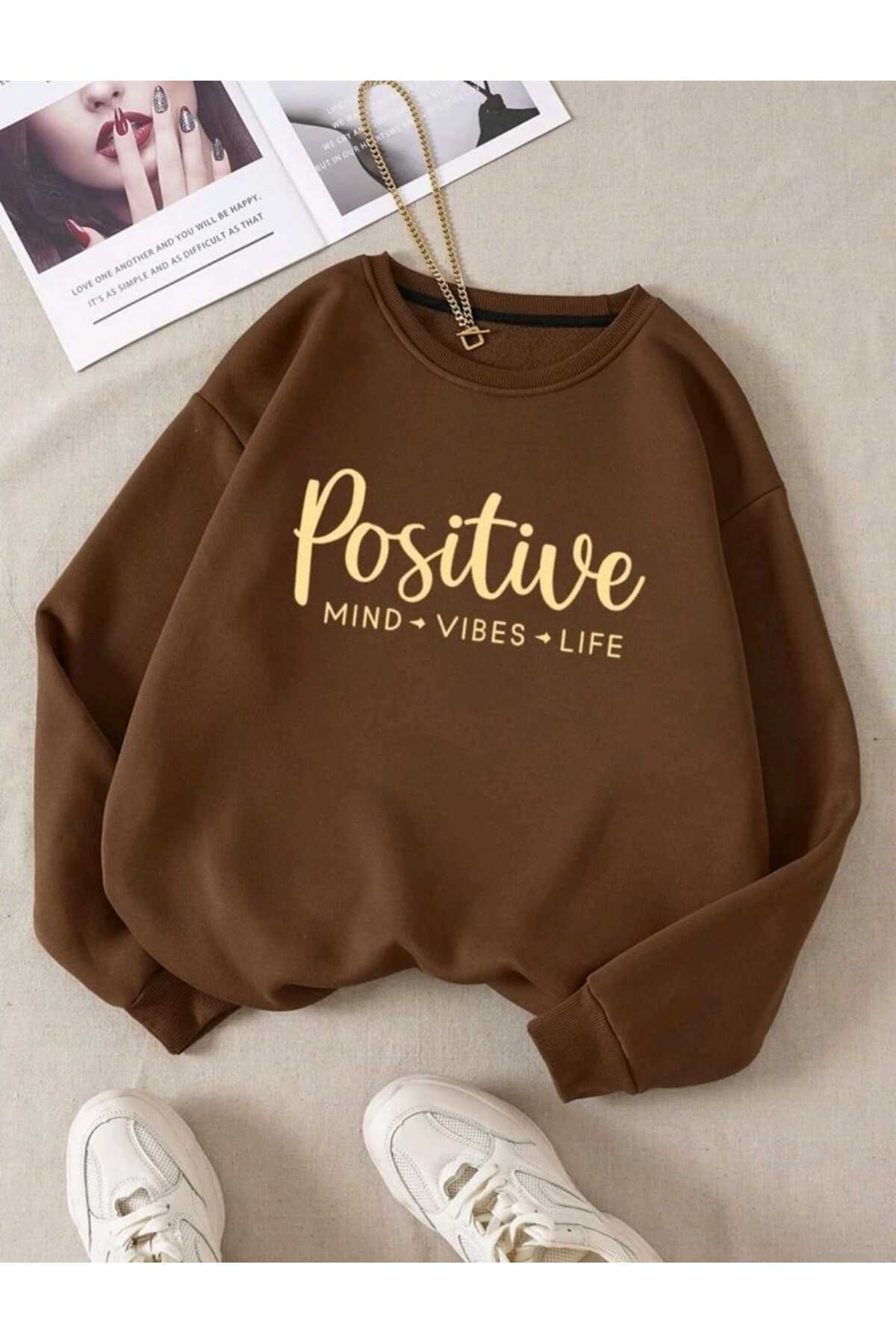 Positive Baskılı Bisiklet Yaka ( SOFT ) Sweatshirt