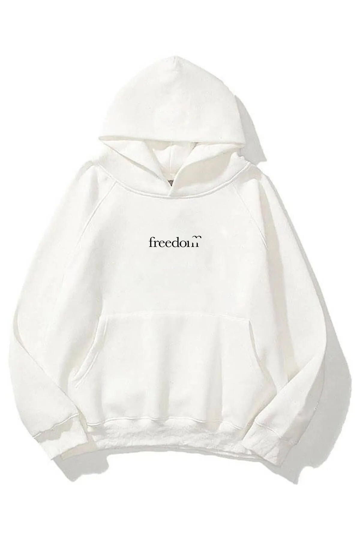 FREEDOM Baskılı Oversize Kapşonlu Sweatshirt