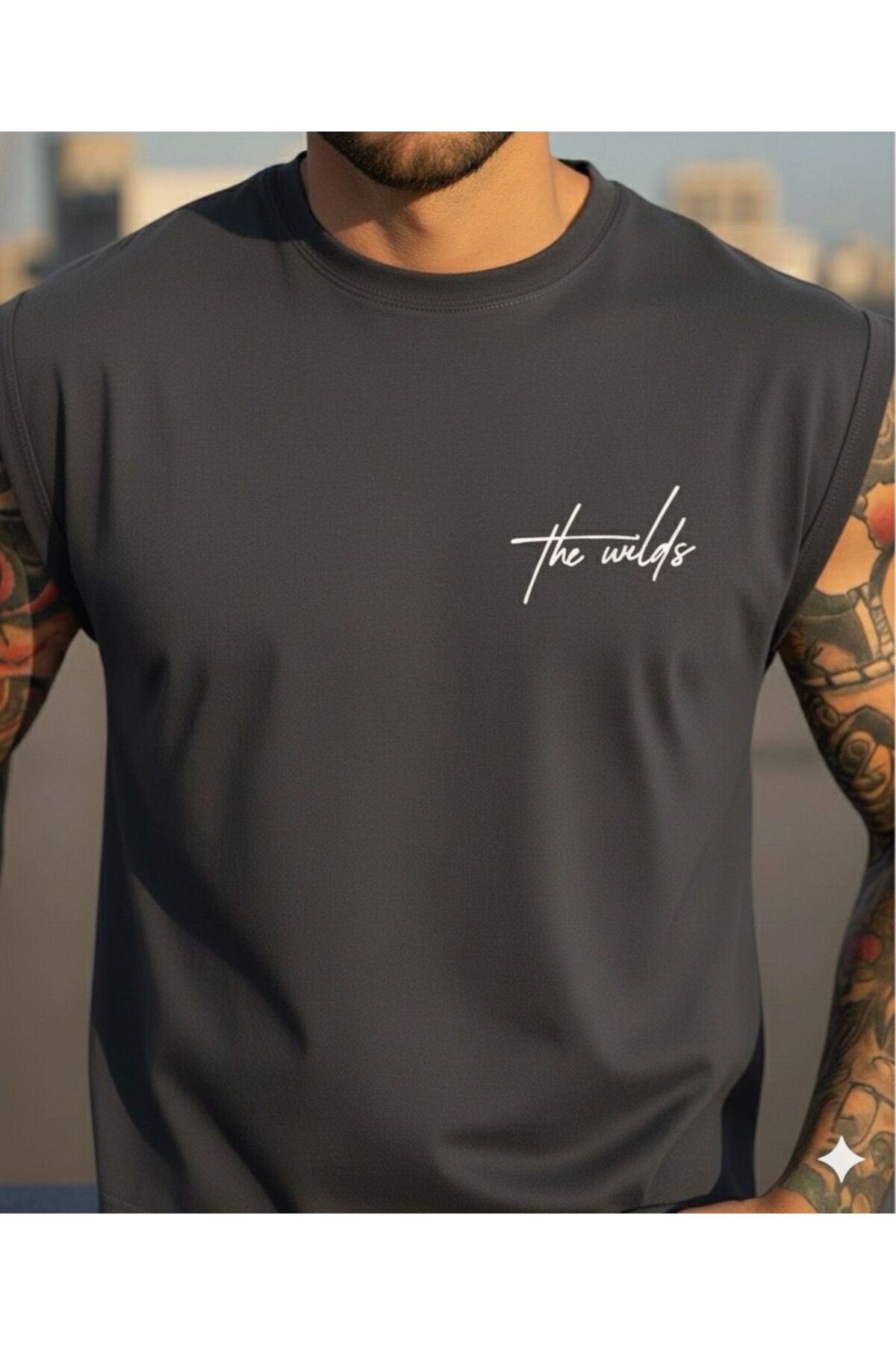 THE WILDS Baskılı Erkek Sıfır Kol Sporcu Kolsuz Tshirt